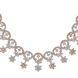 Cz Elegance Silver Plated Star Hanging Necklace Set