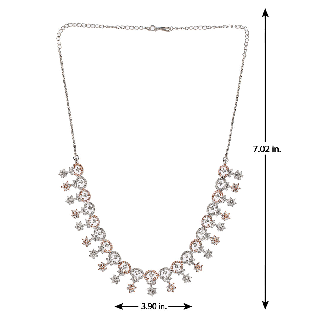 Cz Elegance Silver Plated Star Hanging Necklace Set
