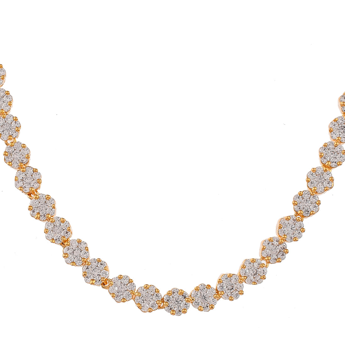 Cz Elegance Women Studded Gold Plated Necklace Set