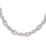 Cz Elegance Silver Square Shaped Necklace Set