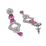 Cz Elegance Purple Stone Silver Necklace Set