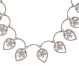 Cz Elegance Leaf Shaped Silver Necklace Set