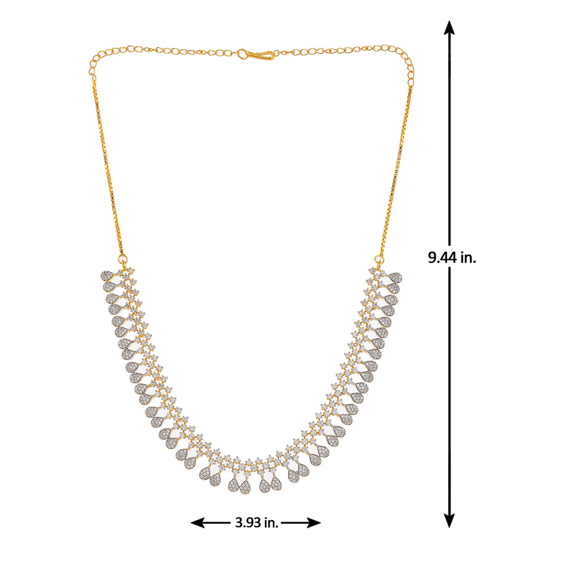 Cz Elegance Layered Dual Tone Stone-Studded Necklace Set