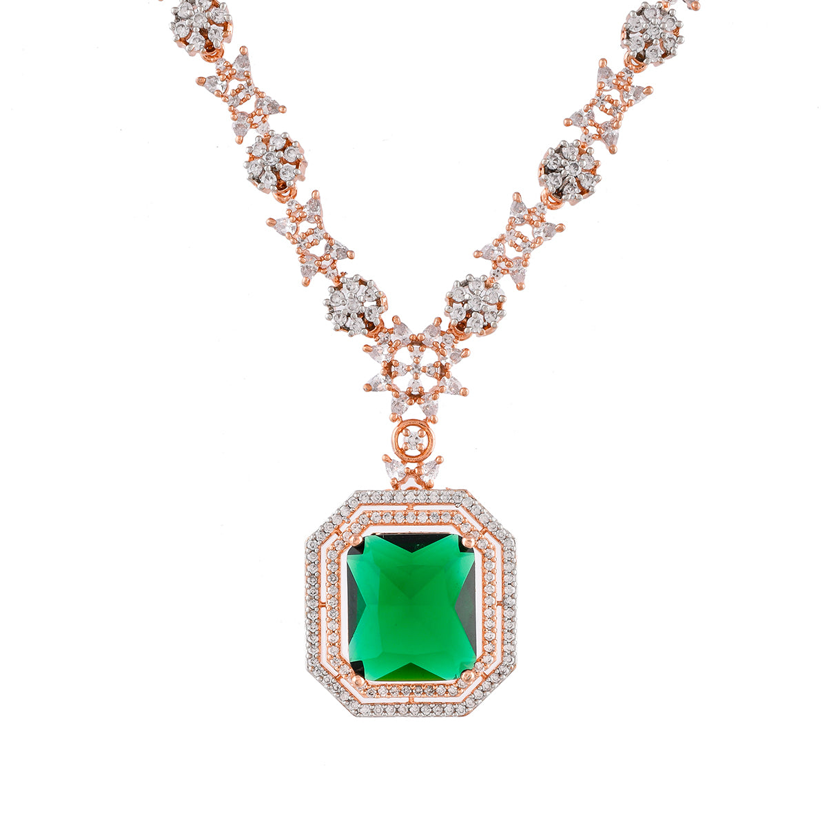 Sparkling Elegance Square Cut Green CZ Jewellery Set