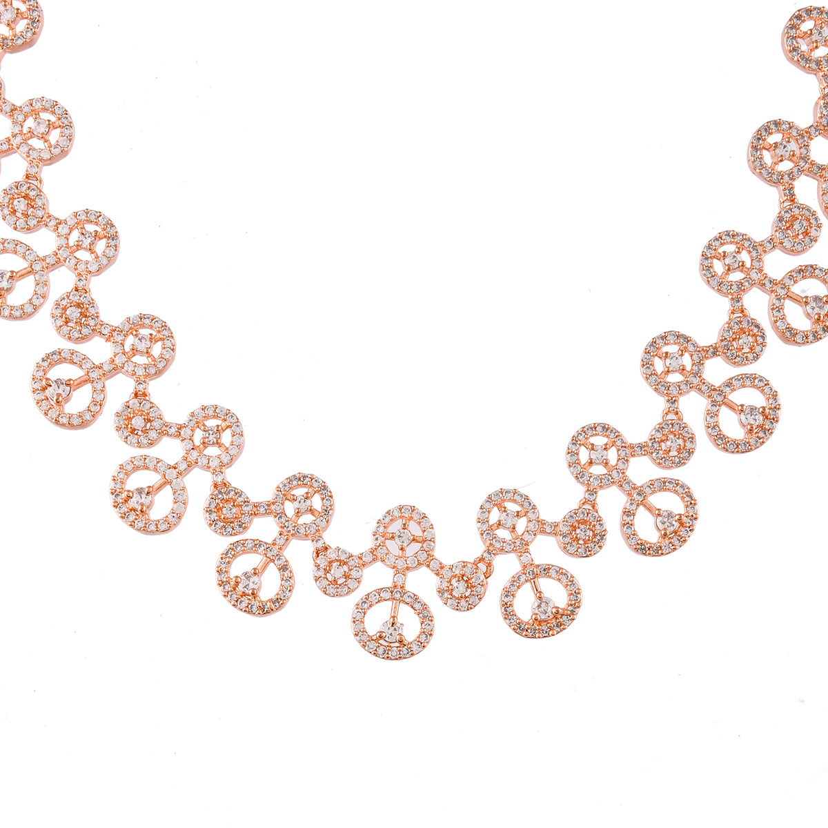 Sparkling Elegance CZ rose Gold Plated Dainty Jewellery Set