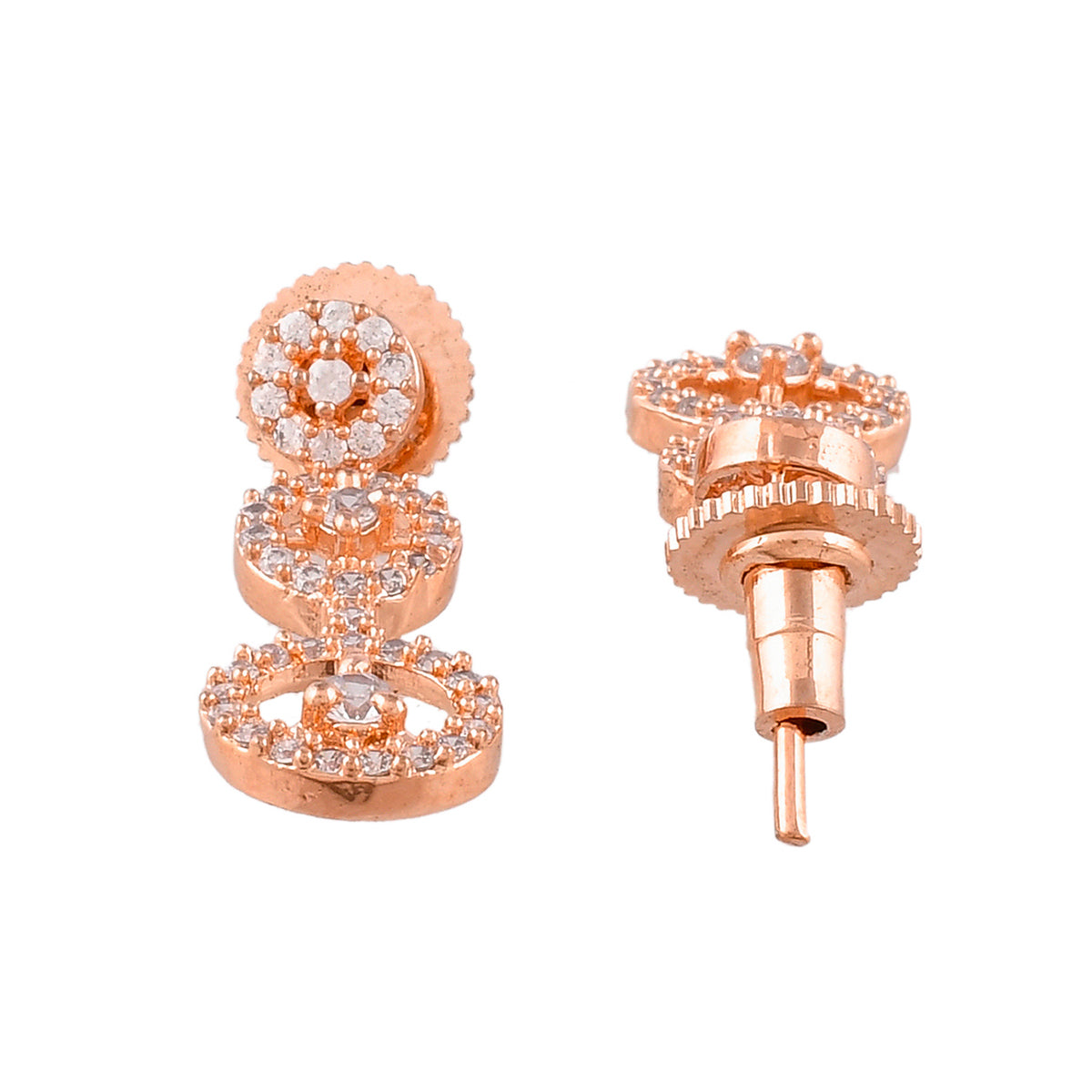 Sparkling Elegance CZ rose Gold Plated Dainty Jewellery Set