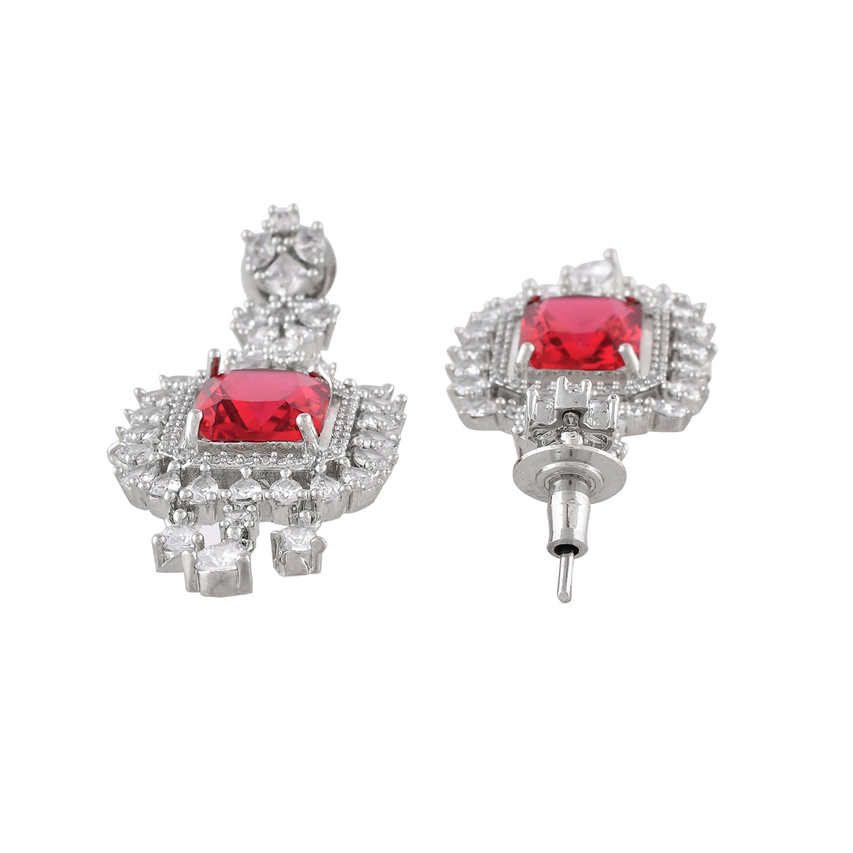 Sparkling Elegance Square Cut Pink CZ Jewellery Set