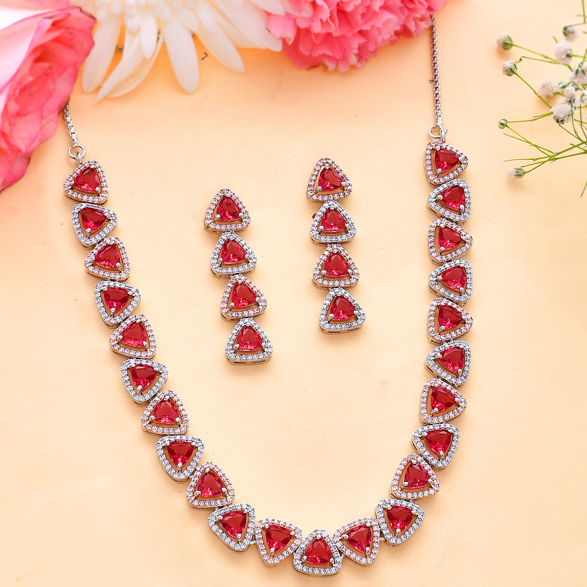 Janvi Red Necklace Set – I Jewels