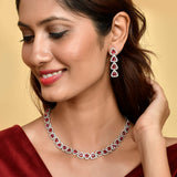 Sparkling Elegance Red and White Triangle Cut CZ Jewellery Set