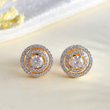 Sparkling Elegance Round Layered Cz Studded Earrings