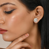 Sparkling Elegance Round Layered Cz Studded Earrings