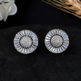 Sparkling Elegance White Round Cz Adorned Earrings