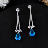 Sparkling Elegance Blue Cz Studded Drop Earrings
