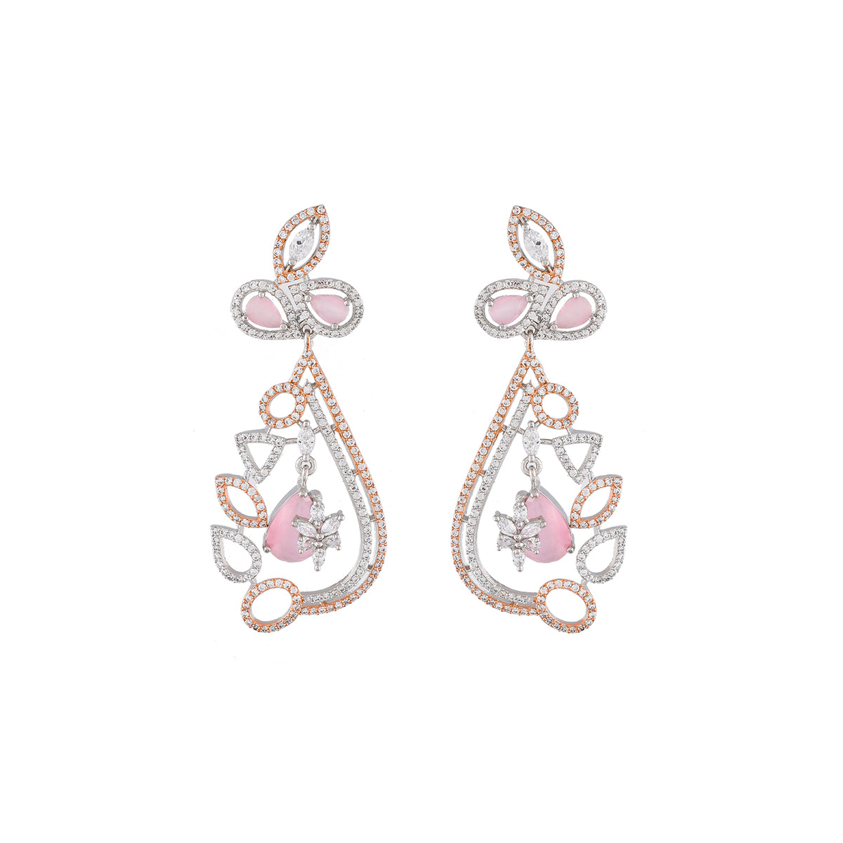 Pink Floral Diamanté Drop Earrings  New Look