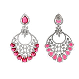 Sparkling Elegance Red Cz Studded Statement Earrings