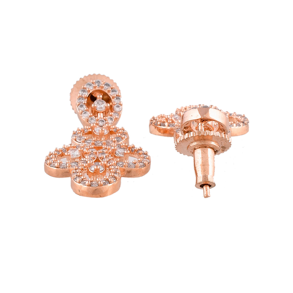 Sparkling Elegance Heavily Embellished Rose Gold Plated Jewellery Set