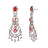 Sparkling Elegance Red and White Zirconia Dangler Earrings