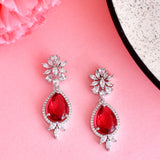 Sparkling Elegance Red Teardrop Cut Dangler Earrings