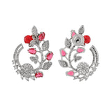 Sparkling Elegance Teardrop Cut Pink and White CZ Earrings