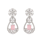 Sparkling Elegance Pale Pink Square Cut CZ Dangler Earrings
