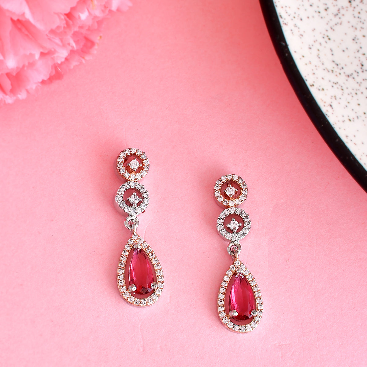 Buy Voylla CZ White and Pink Gems Earrings Online at Low Prices in India -  Paytmmall.com