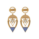Blue Chalcy And MOP Stones Embellished Gold-Plated Danglers