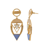 Blue Chalcy And MOP Stones Embellished Gold-Plated Danglers