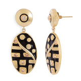 Oval Shaped Stunning Danglers In Gold Tone