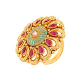 Ethnic Enamel Brass Statement Ring