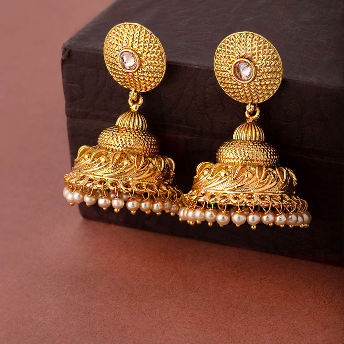 Gwalior Gold Toned Layered Jhumka Earrings – VOYLLA