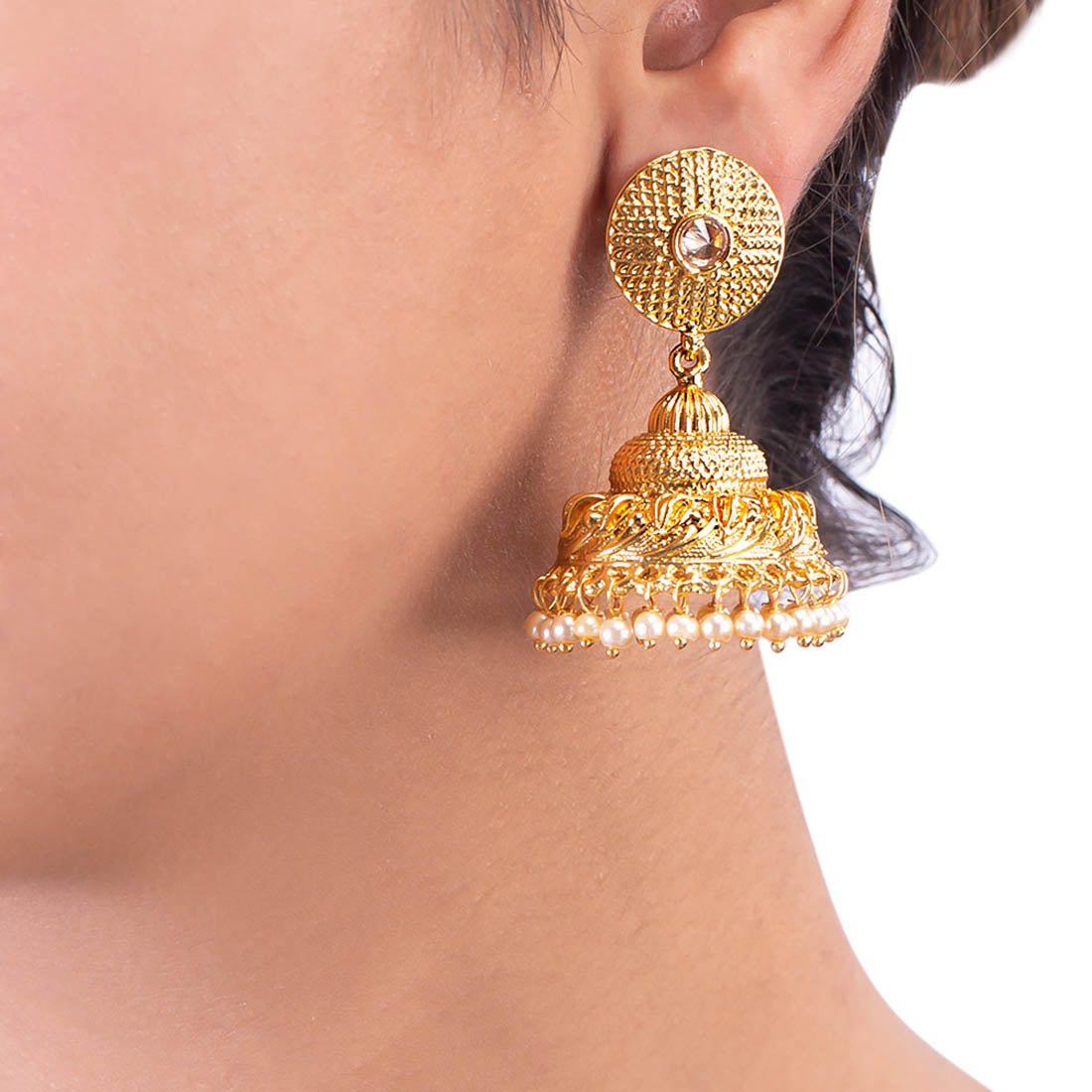 Gold Toned Traditional Jhumka Drop Earrings – VOYLLA