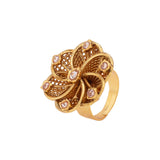 Flower Motif Brass Statement Ring