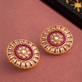 Faux Kundan Gemstones Adorned Stud Earrings