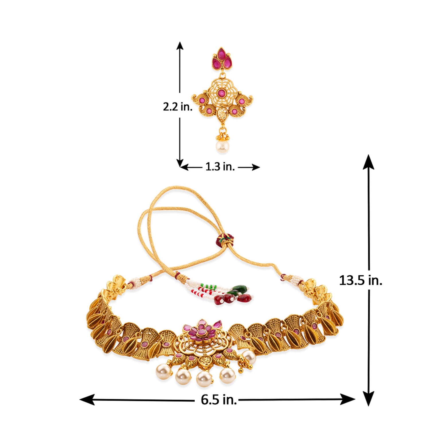 Floral Motif Pearl Drop Necklace Set