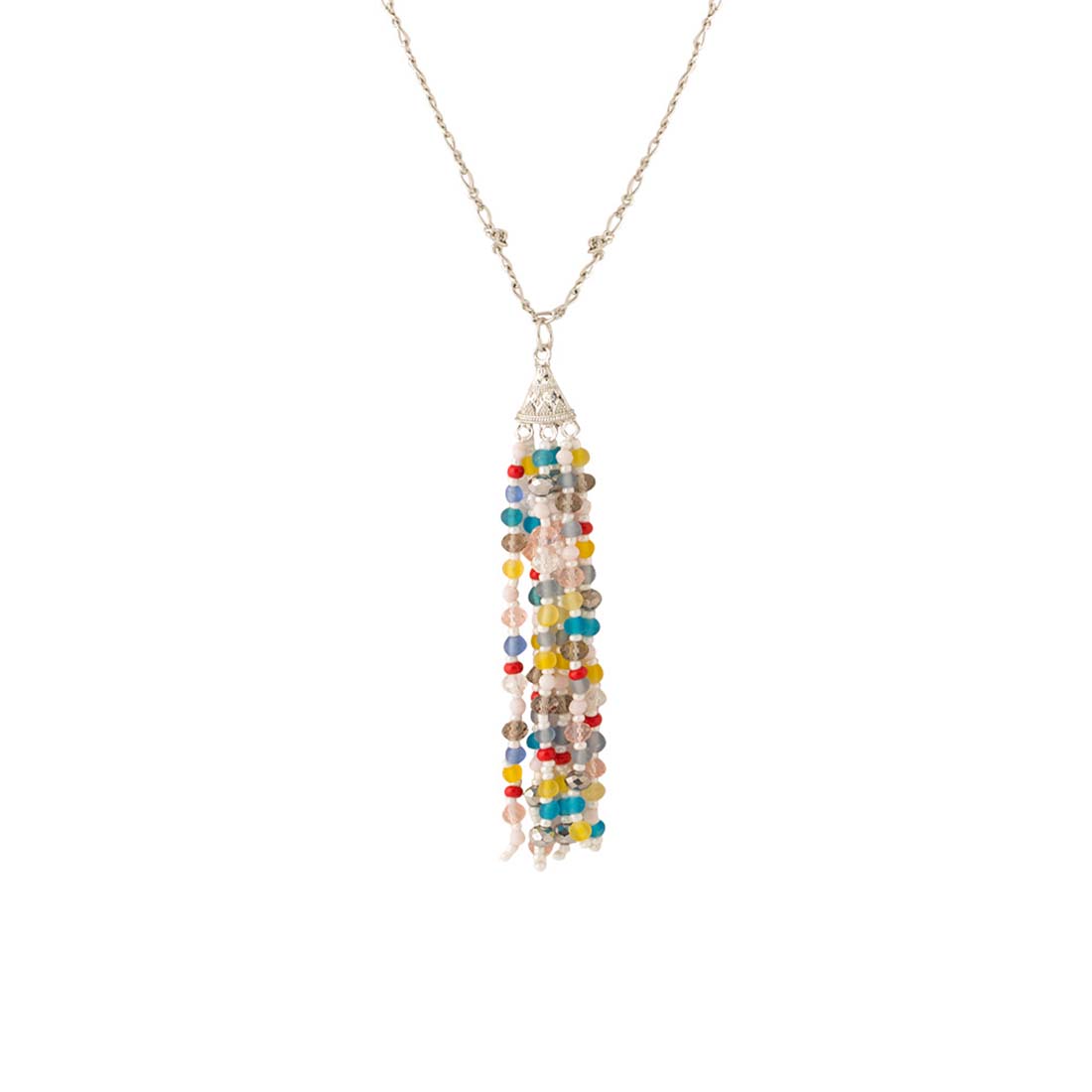 Pop Colored Beads Dangled Tassel Designer Necklace For Women