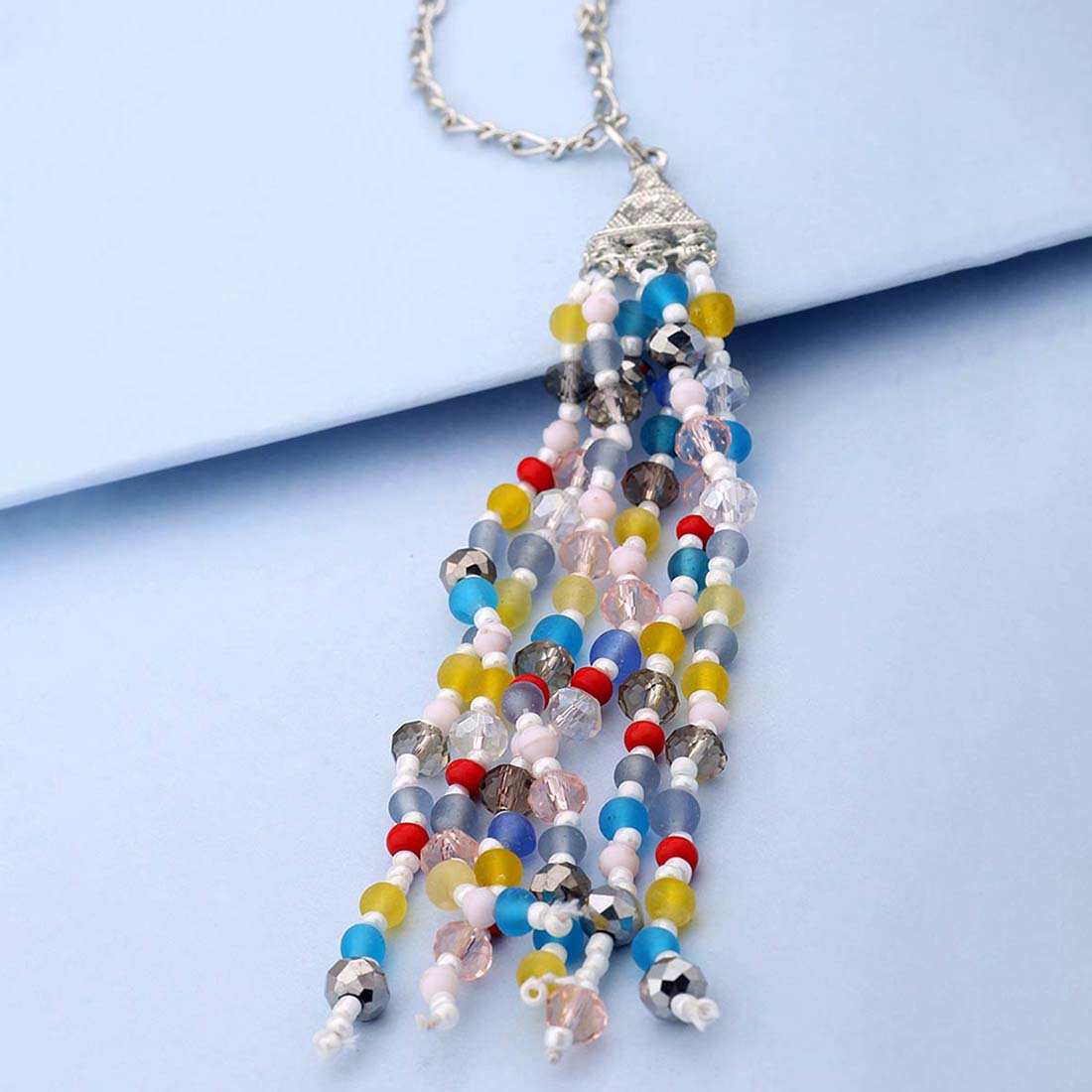 Pop Colored Beads Dangled Tassel Designer Necklace For Women