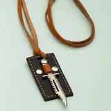 Sword Designer Pendant With Leather Chain