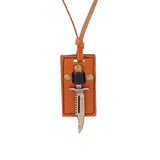 Oxidized Gold Sword Designer Pendant With Leather Chain