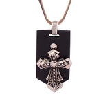Cross Designer Pendant With Brown Leather Chain