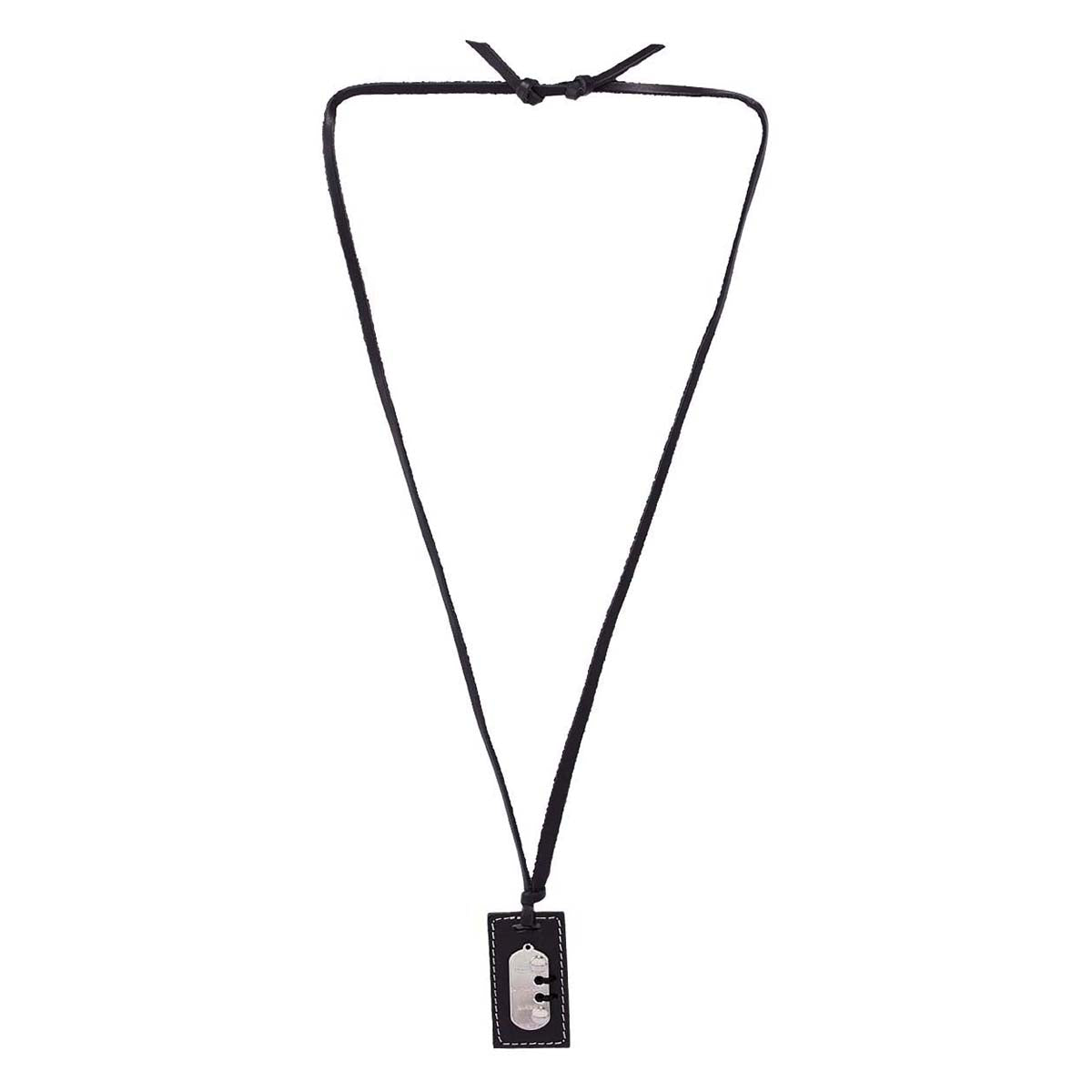 Black Leather With Silver Plated Pendant With Chain