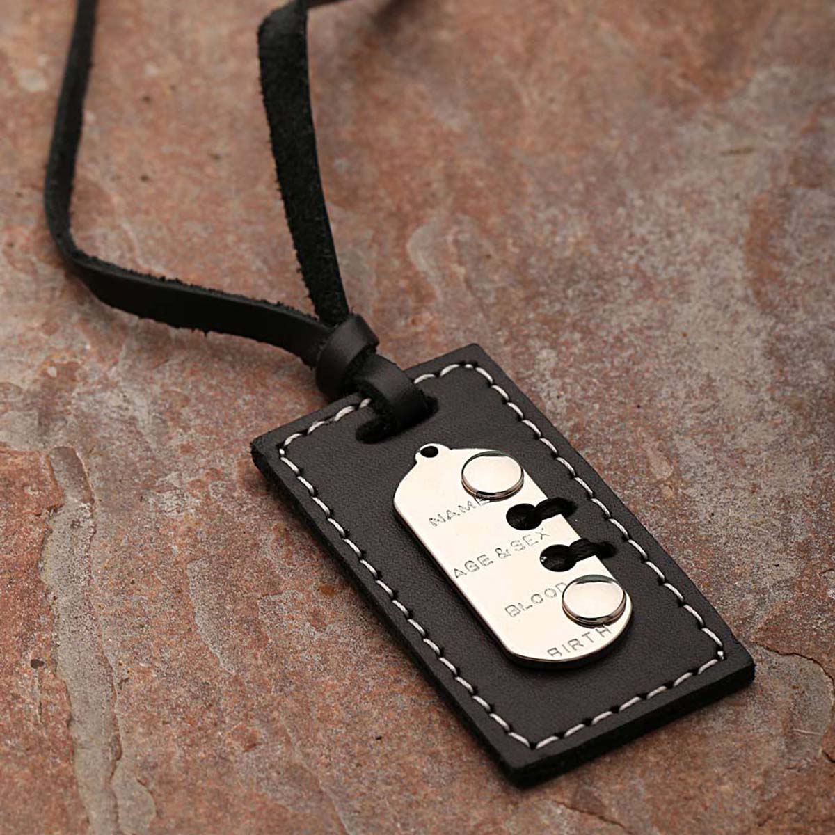Black Leather With Silver Plated Pendant With Chain
