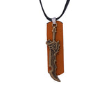 Designer Sword Detailing Pendant With Leather Chain For Men