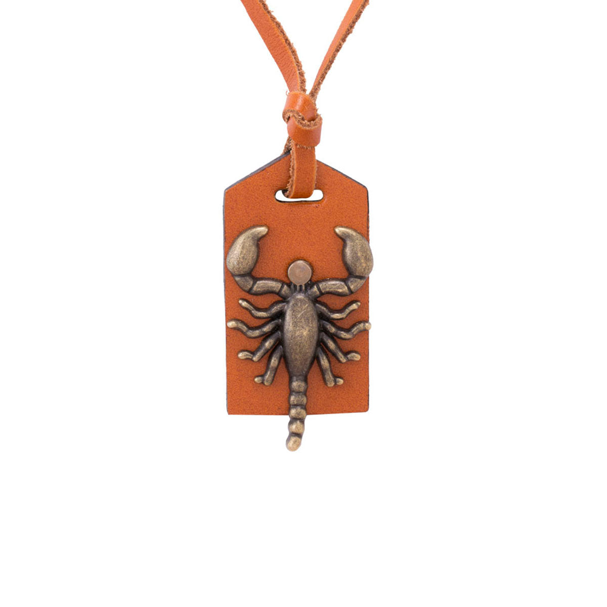 Oxidized Scorpion Pendant With Leather Chain For Men