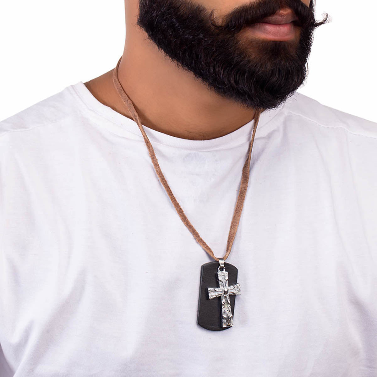 INRI Crucifix Jesus Cross Necklace for Men Women Wooden Religious Catholic Pendant  Necklaces Leather Rope Chains Jewelry Collier
