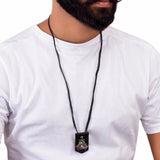 Tricrescent Moon Designer Pendant With Leather Chain For Men