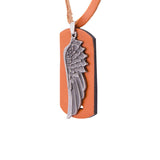 Feather Design Oxidized Plated Pendant With Leather Chain For Men