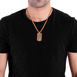 Feather Design Oxidized Plated Pendant With Leather Chain For Men