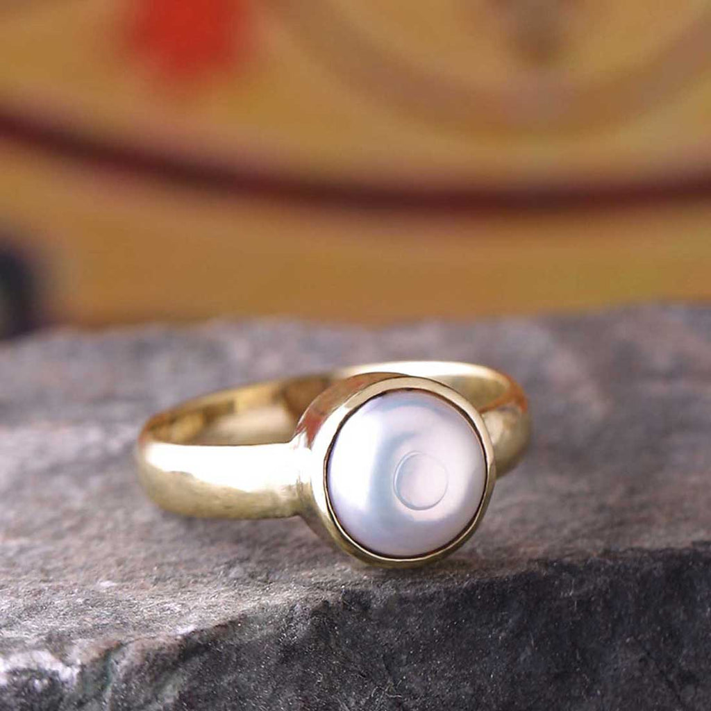 Ratna Rings Pearl (Moti) 3.25 Ratti Ashtadhatu Rashi Ratna Ring with original Lab ...