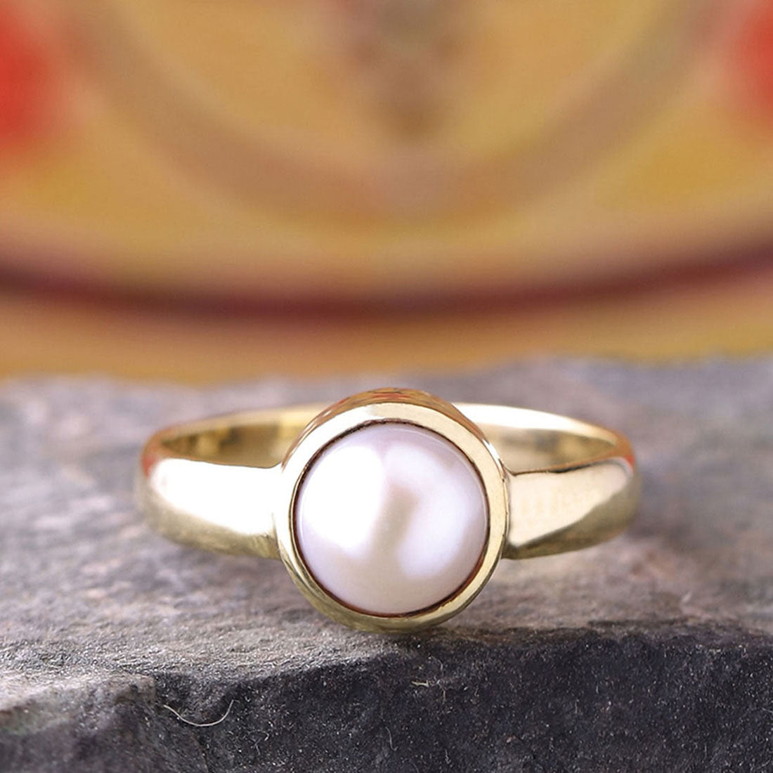 3.25 Ratti White Pearl Gold Plated Ring 100% Certified Original Moti  Gemstone For Man and
