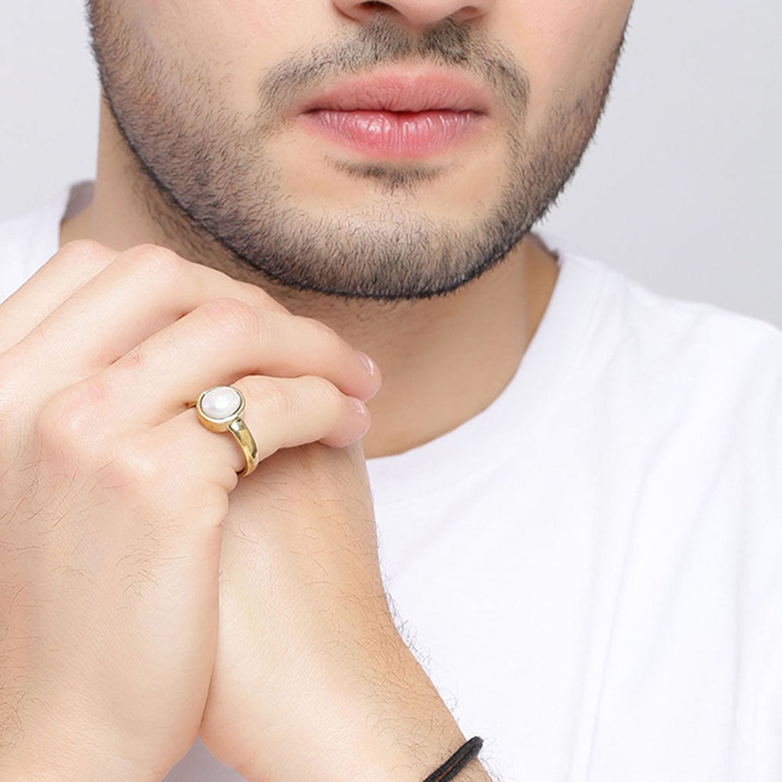 Pearl Gold Ring Design Moti Ring For Man Round Shape Natural Pearl